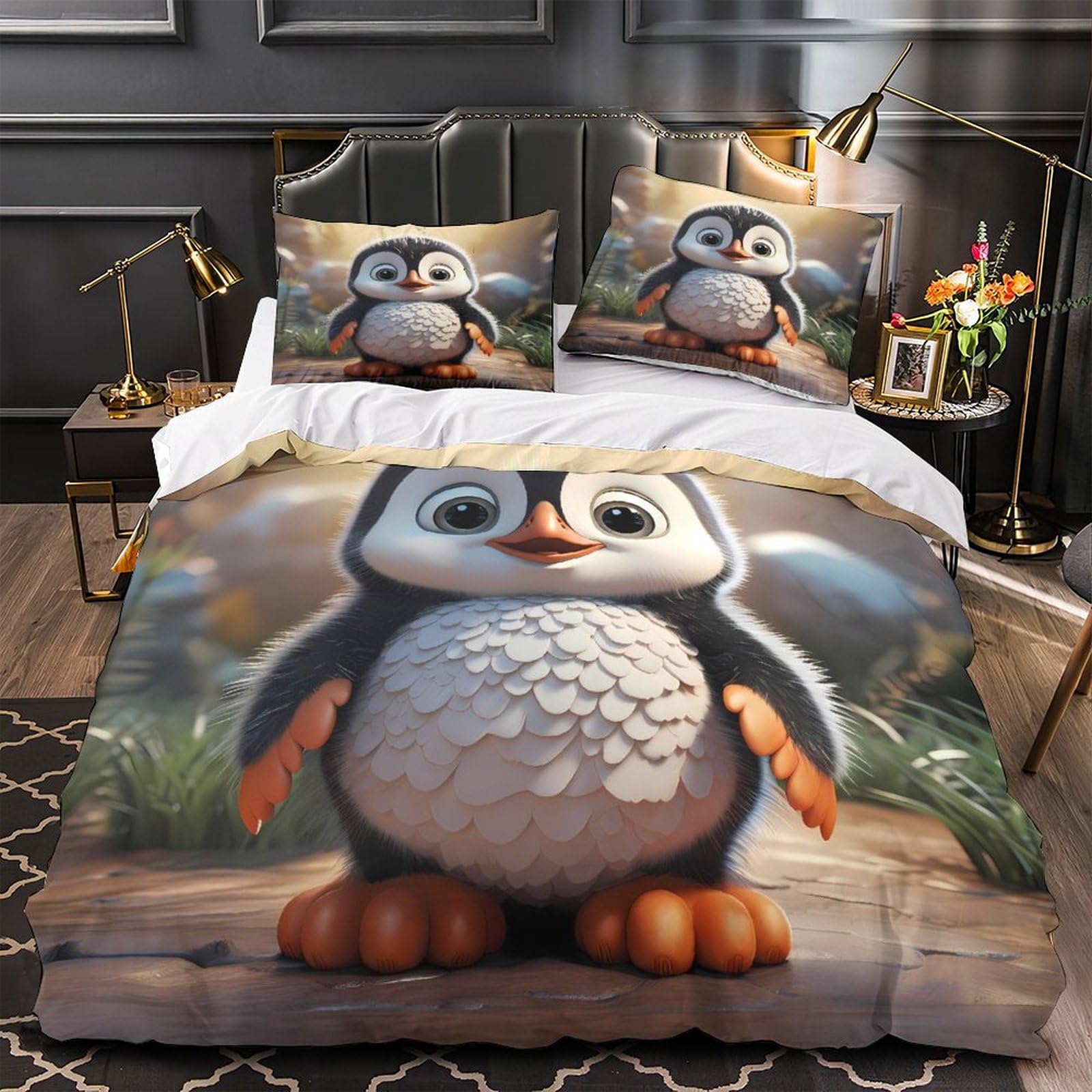 Housse de couette pingouin anti-acarien 135x200 pour stopper les allergies nocturnes