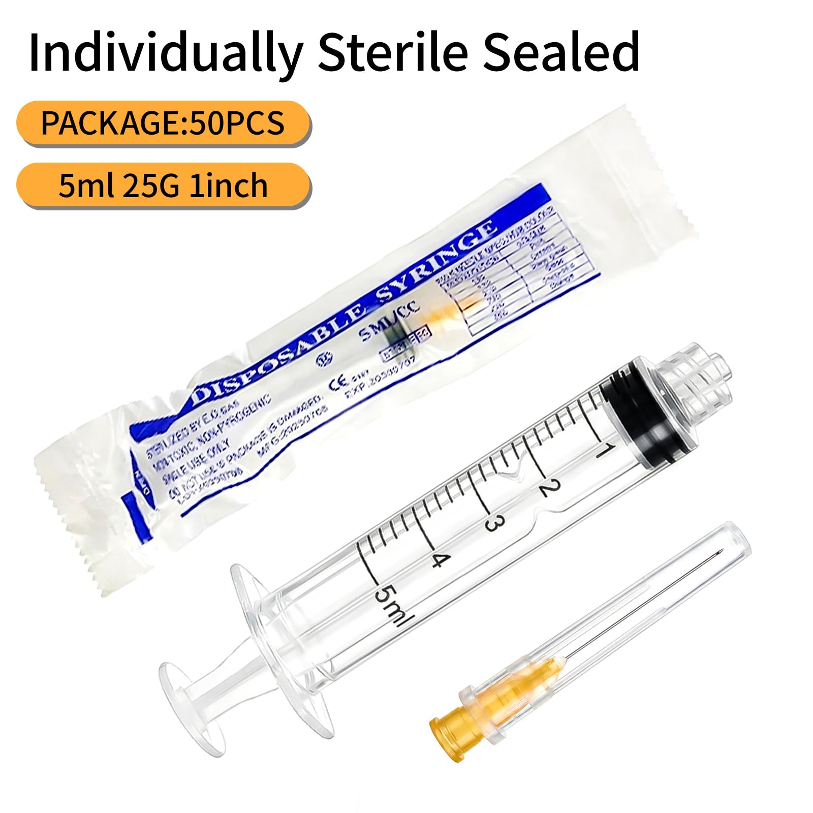 5ml Syringes with Needles - 50 Pack -6