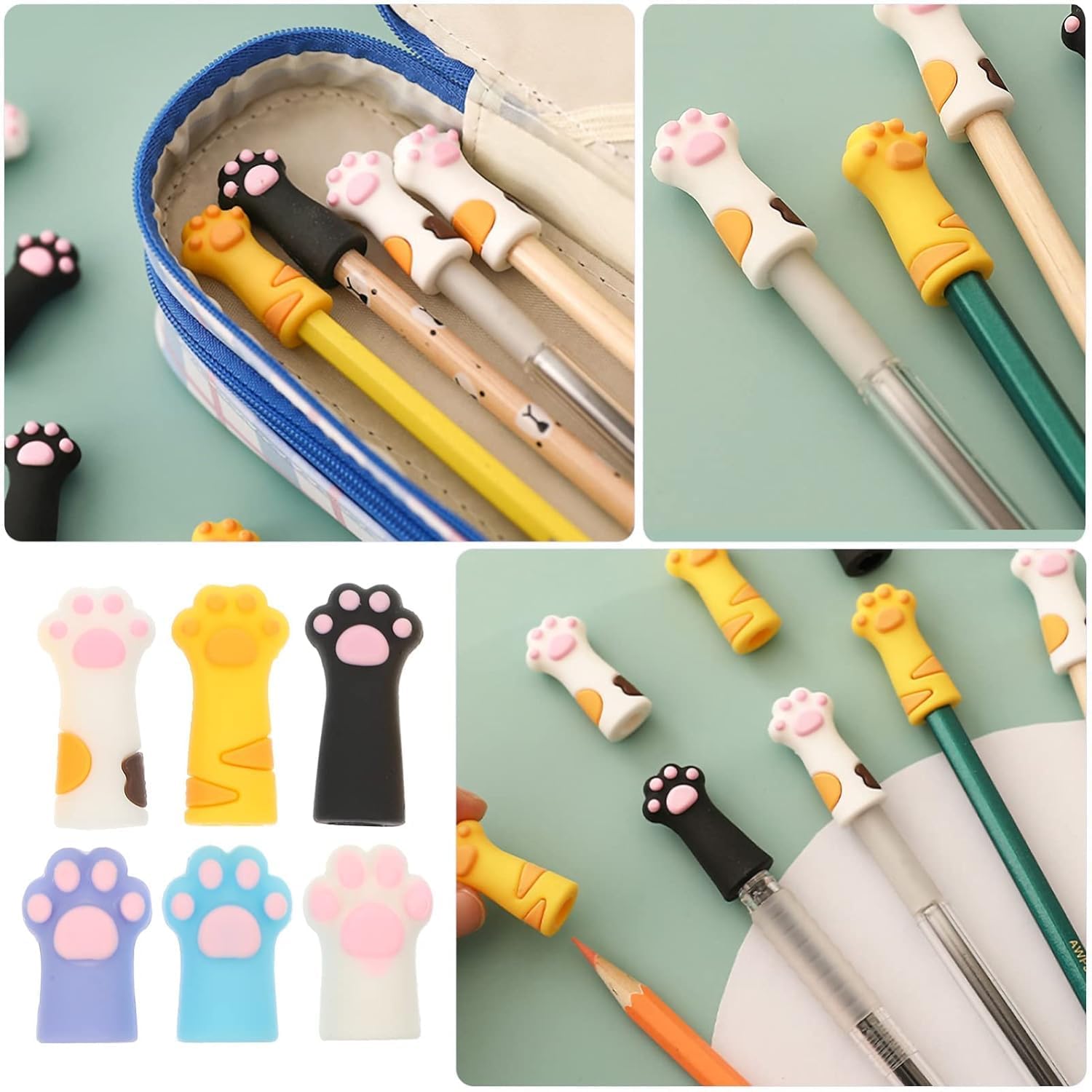 Cat Paw Pencil Caps, Pack of 10, Tip Protector Cover Shield, Stationery Holder (10 pcs cat paw Pencil Cap) 4