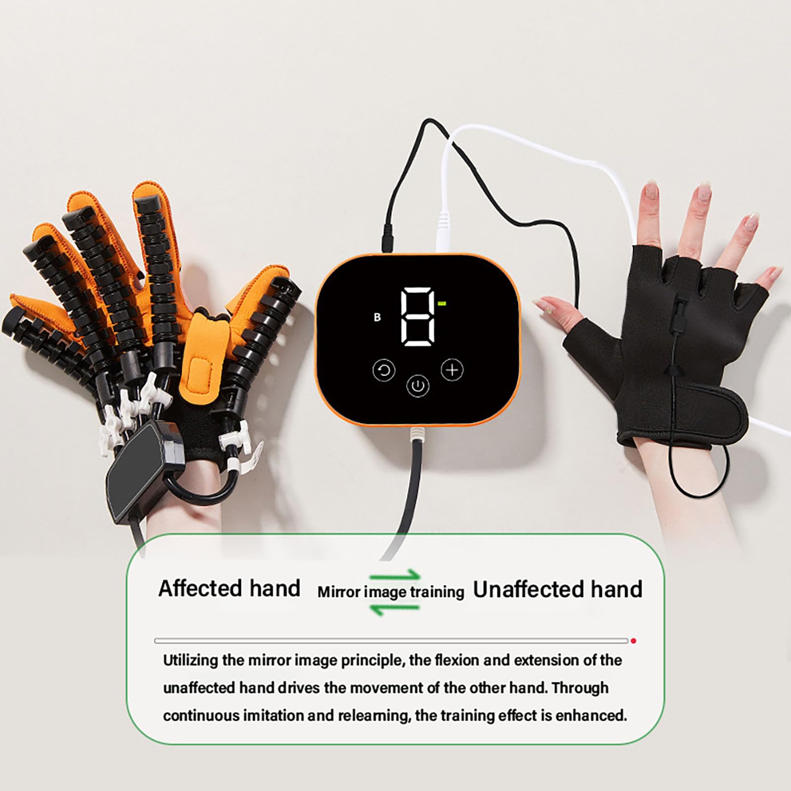 Guantes Robóticos de Rehabilitación de Manos, Entrenamiento de Dedos para la Recuperación de Accidentes Cerebrovasculares Entrenador de Rehabilitación para Hemiplejia Left Hand L