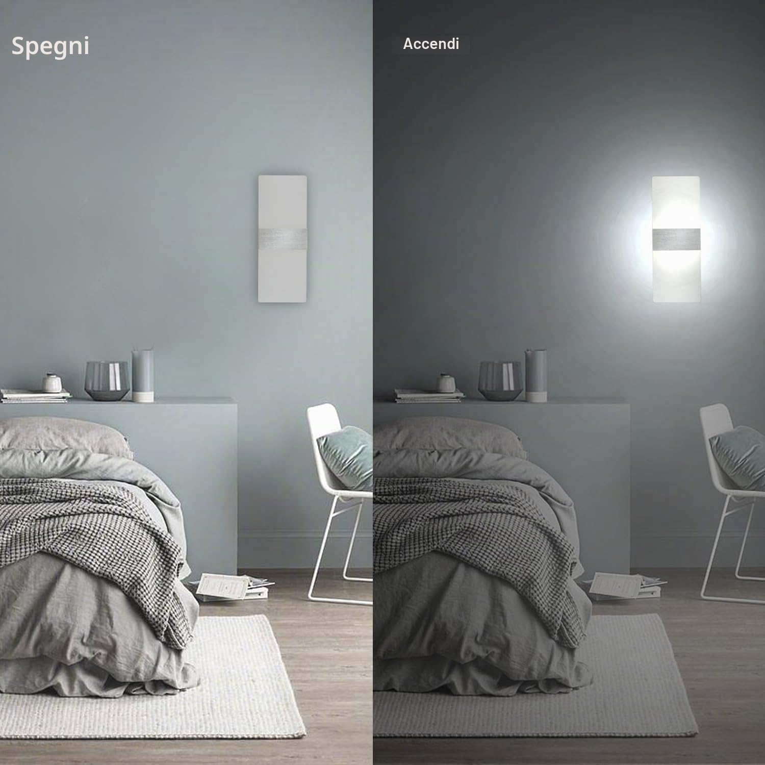 KICAAO Applique da Parete Interno,Acryl LED Moderno Lampada da Parete, 12W Up Down Illuminazione da Parete per Camera da Letto Corridoio Soggiorno Scala (6000K)