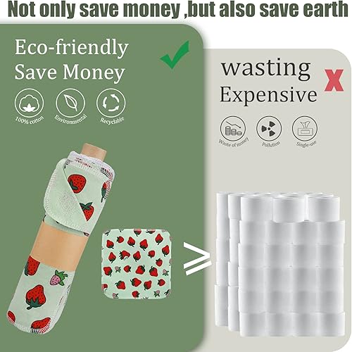 Miniatura 3 de LOVLLE Toallas de papel reutilizables lavables para platos, paquete de 18 servilletas de tela de algodón, rollo de toallas de papel alternativas