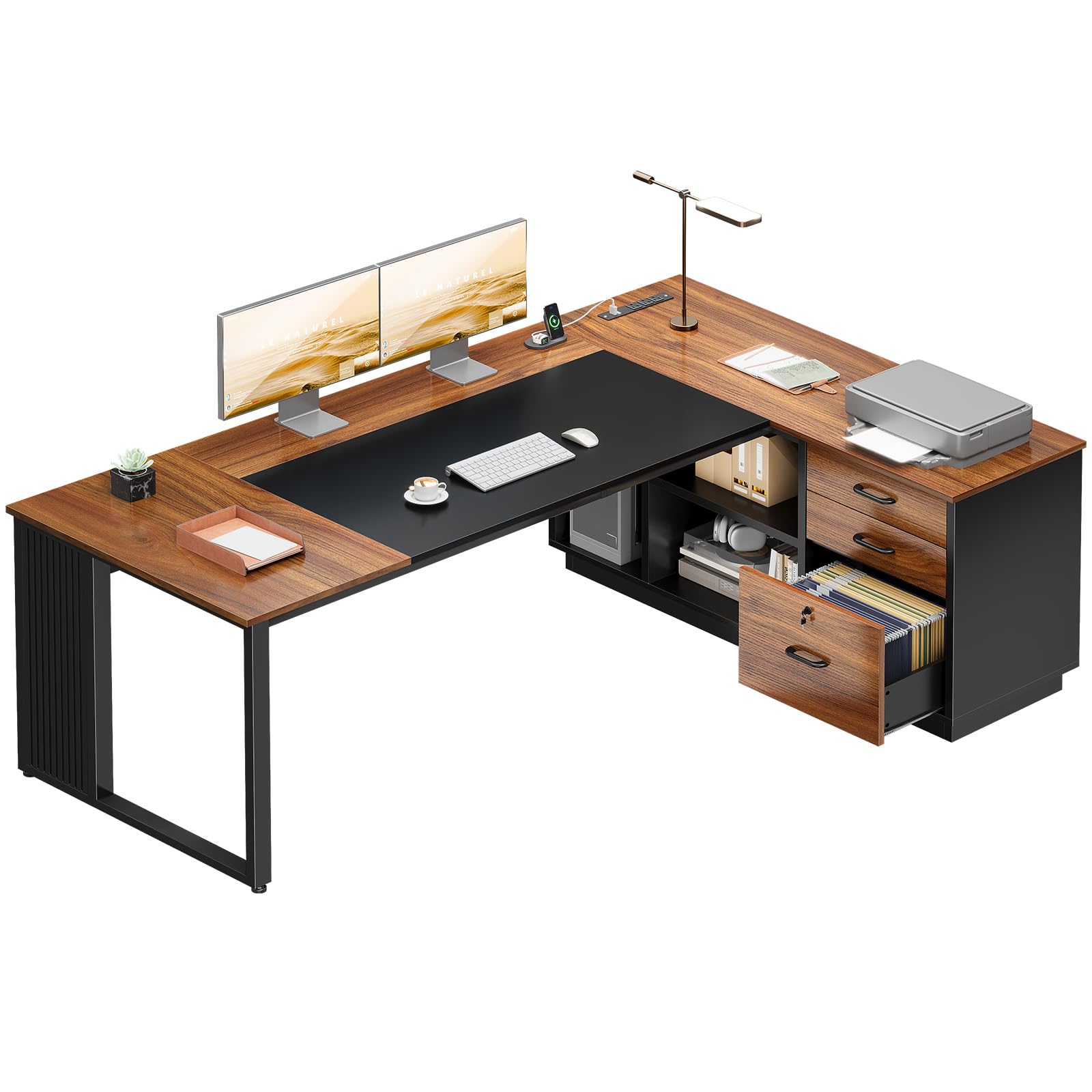 Amazon.com: AODK 71 Inch L Shaped Executive Desk with Storage