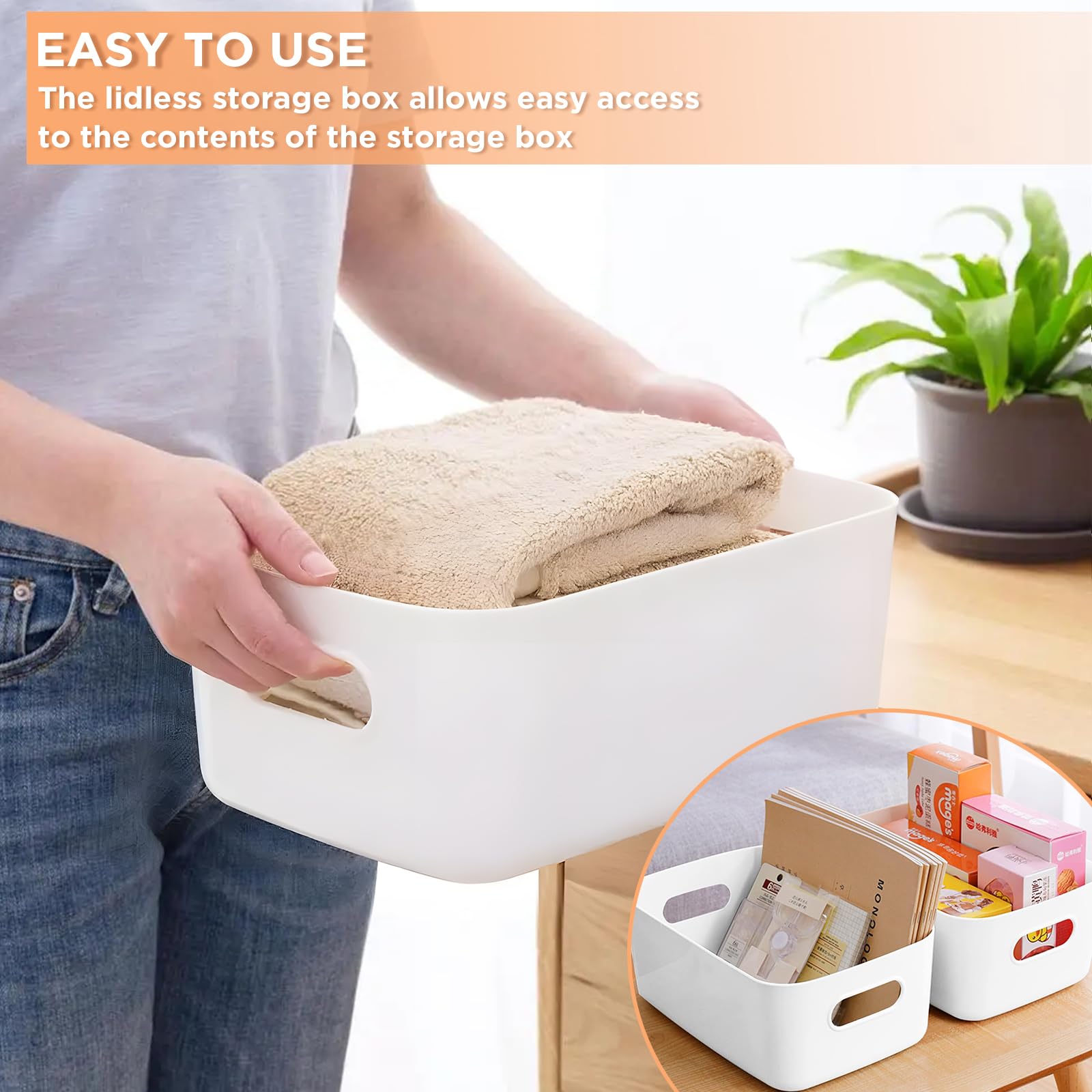 Beavorty Panier De Rangement Plastique Avec Poignée - Organisateur Salle De Bain Et Cuisine
