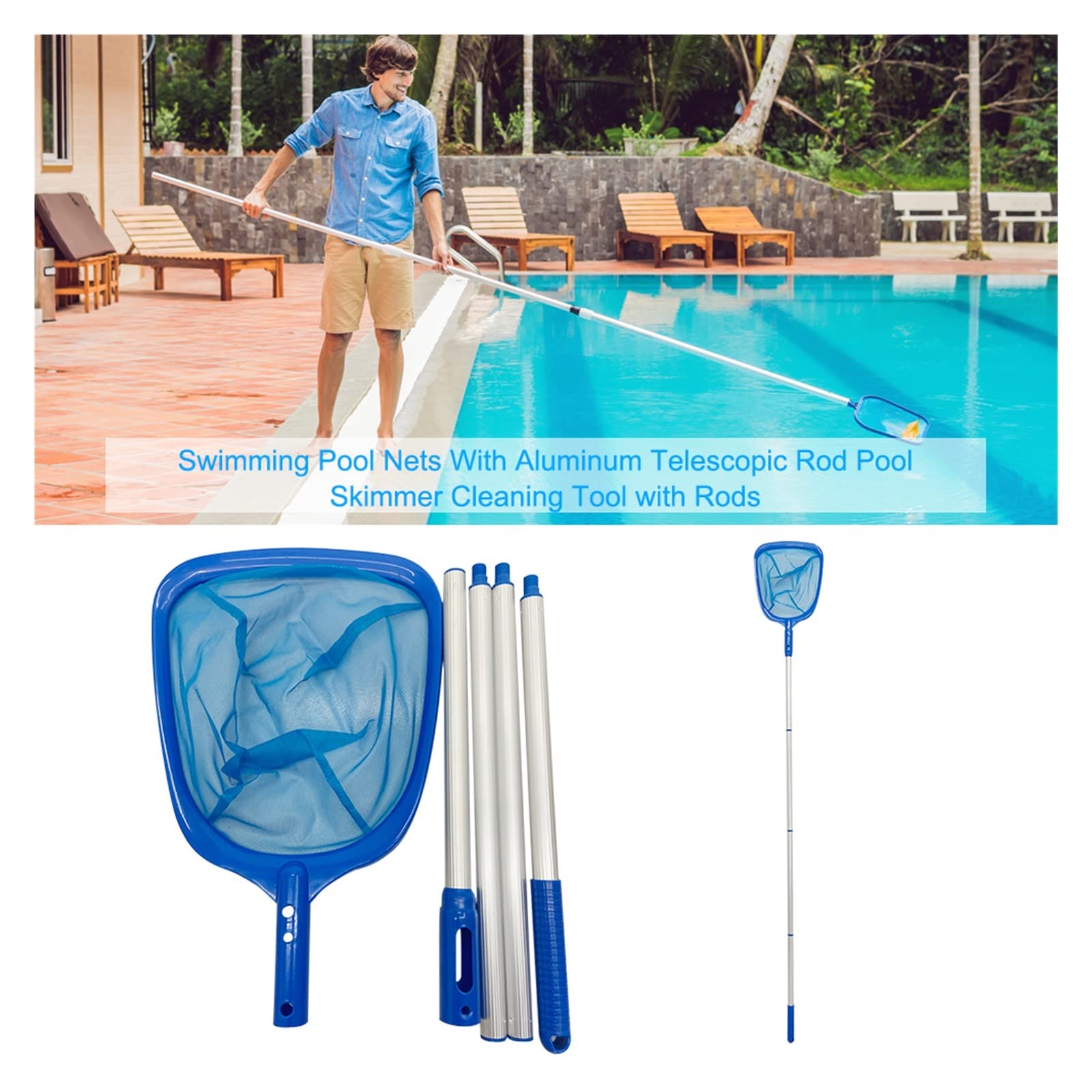 Zewnętrzny zestaw do czyszczenia basenu Cleaner Clean Pool Bottoms Zestaw narzędzi do dezynfekcji netto Głowica ssąca Szczotka do czyszczenia Spa(Fishnet)