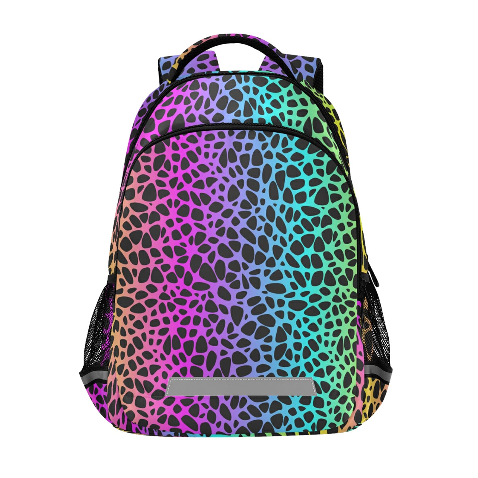 MnsruuRainbow Leopard Backpack for Students Boys Girls School Bag Travel Daypack Rucksack