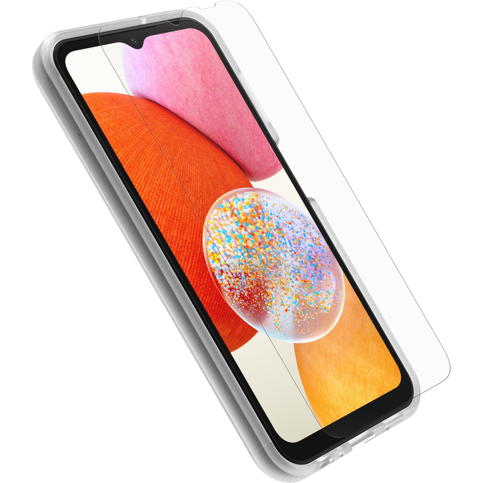 OtterBox Drop Protection Bundle for Samsung Galaxy A14, React Series Case Tested to Military Standard and Trusted Glass Screen Protector, Clear