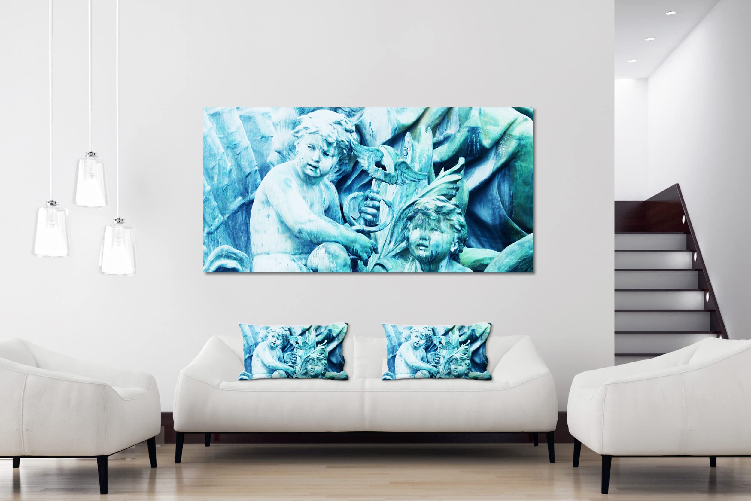 Glücksvilla - Engelchen 2 (Acrylglas-Bild 5 mm, 80 x 40 cm) | div. Maße - aus DE - Kunstdruck Deko Wandbild quer - Kirche Glaube Christentum Engel Bronze Figur