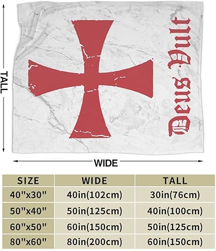 Miniatura 3 de Deus Vult Knights Templar Cross - Manta térmica, ligera, súper suave y cálida para todas las estaciones, para sofás