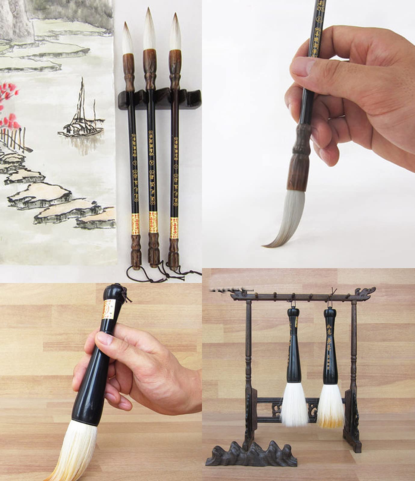 Eccellente grande pennello per calligrafia cinese, pennello premium per pittura dei capelli scrittura Sumi pennello disegno acquerello Kanji pennello