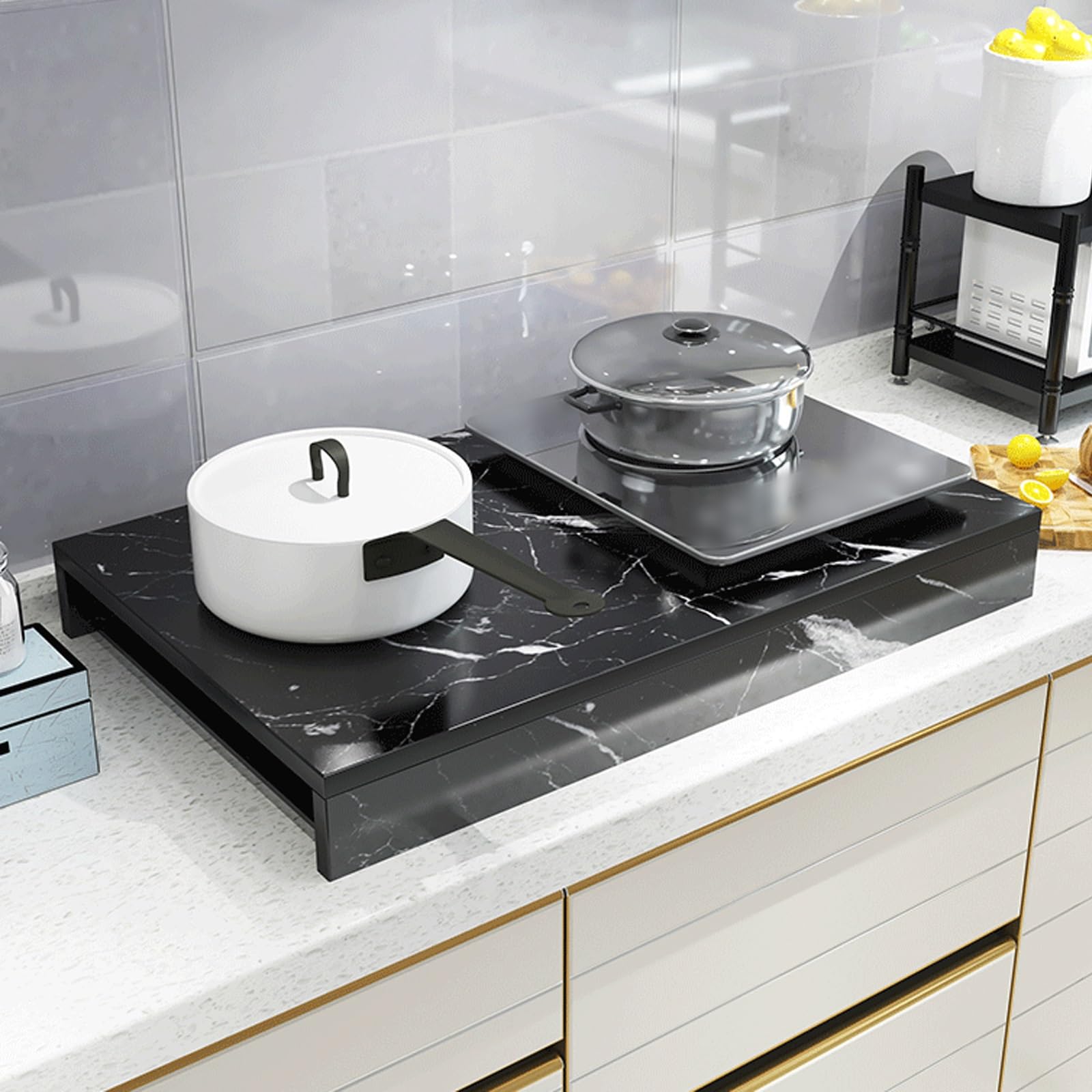 Cubre Encimera Gas, Protector Encimera Cocina, Cubierta Múltiple para Estufas de Hogar y Cocina, Apta para Encimeras, Impermeable(White,50x40x10cm/20x16x4in)