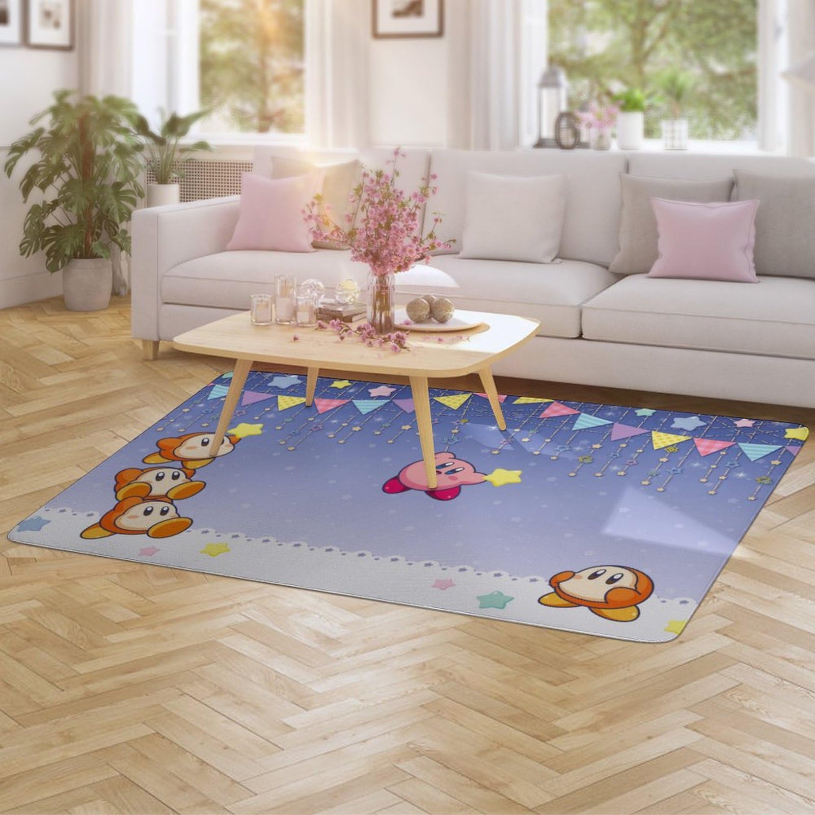 Amazon｜星のカービィ カーペット 滑り止めマット 洗えるラグマット