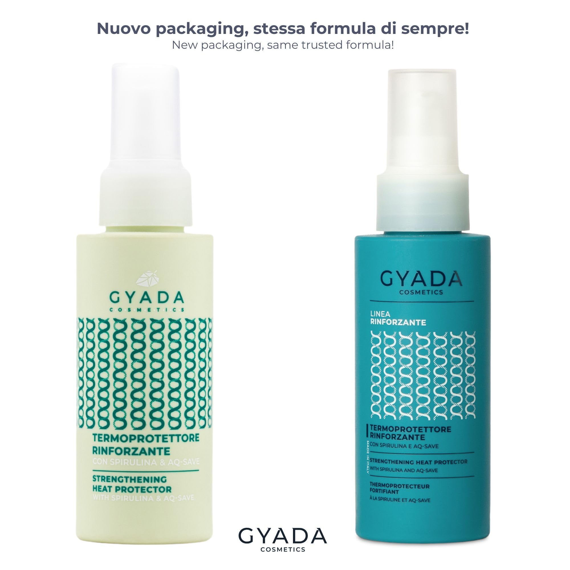 GYADA COSMETICS, Termoprotettore Rinforzante con Spirulina e AQ-SAVE, Termoprotettore Capelli ad Azione Ristrutturante, per Capelli Idratati, non Unge e non Appesantisce, 100 ml