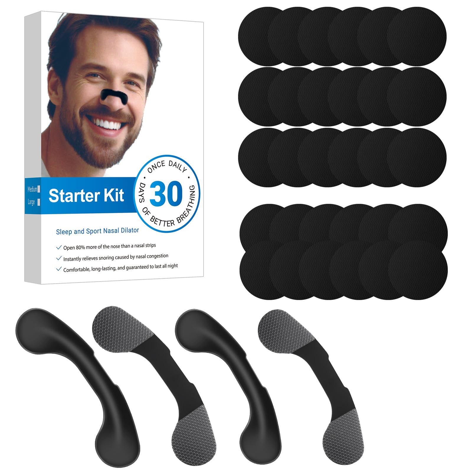Photo 1 of Breathe Nasal Strips, Extra Strength Nose Strips for Breathing, Snoring Solution Nose Strips for Men Women Black 30 PCS