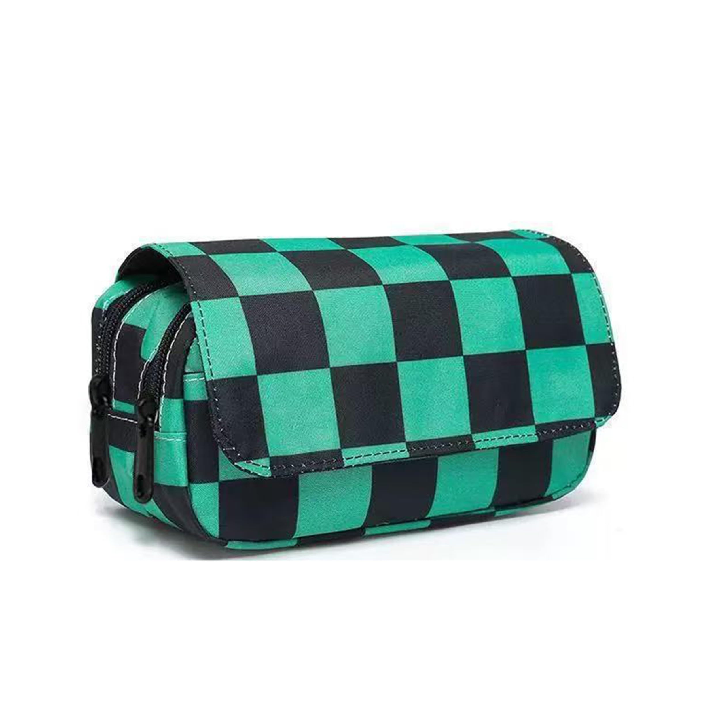 Roffatide Anime Pencil Case Large Capacity Double Layer Stationery Bag Multi-Functional Cosmetic Travel Organizer Pouch for Girls Women Green