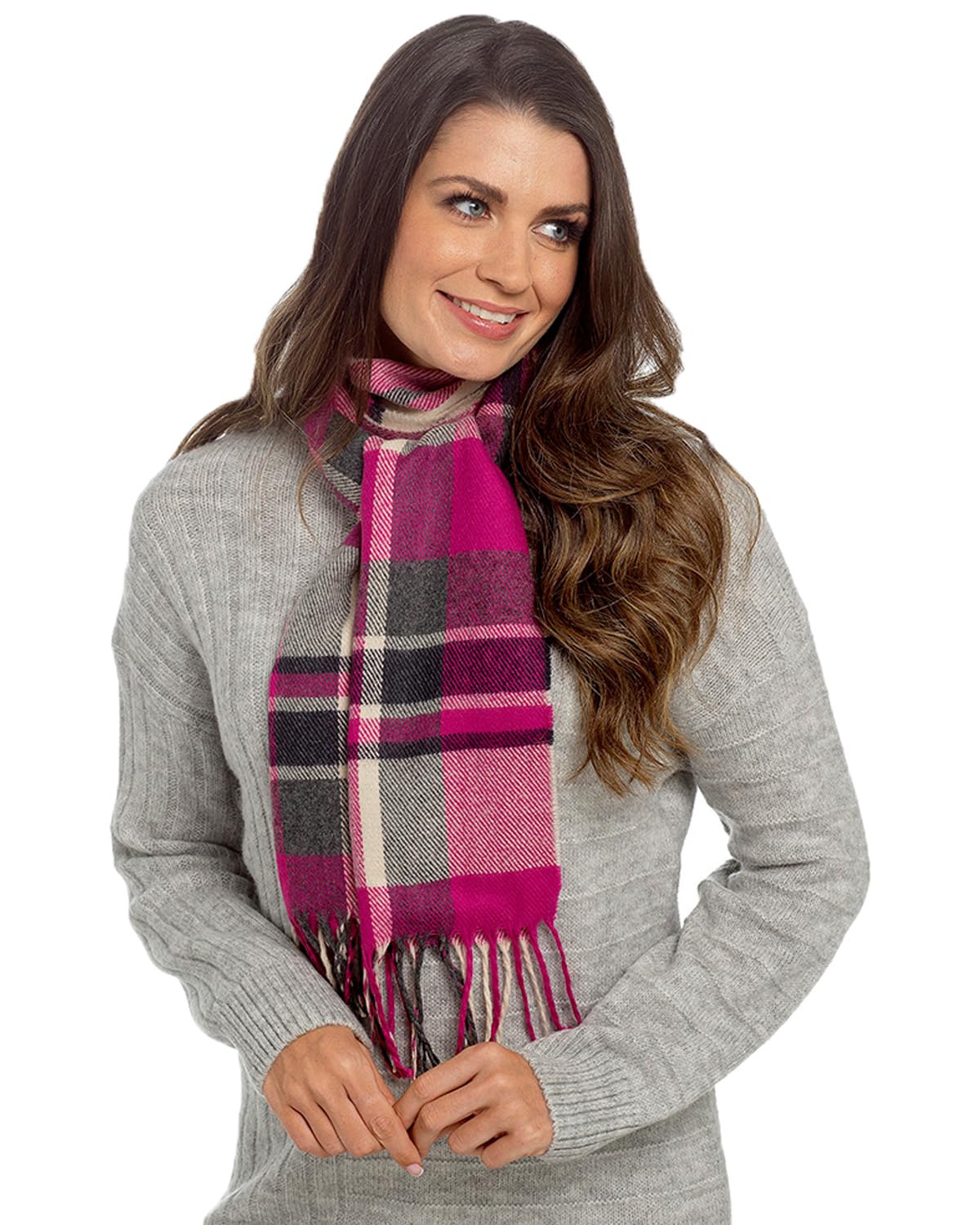 Undercover Ladies Foxbury Check Scarf GL581A Fushia Check