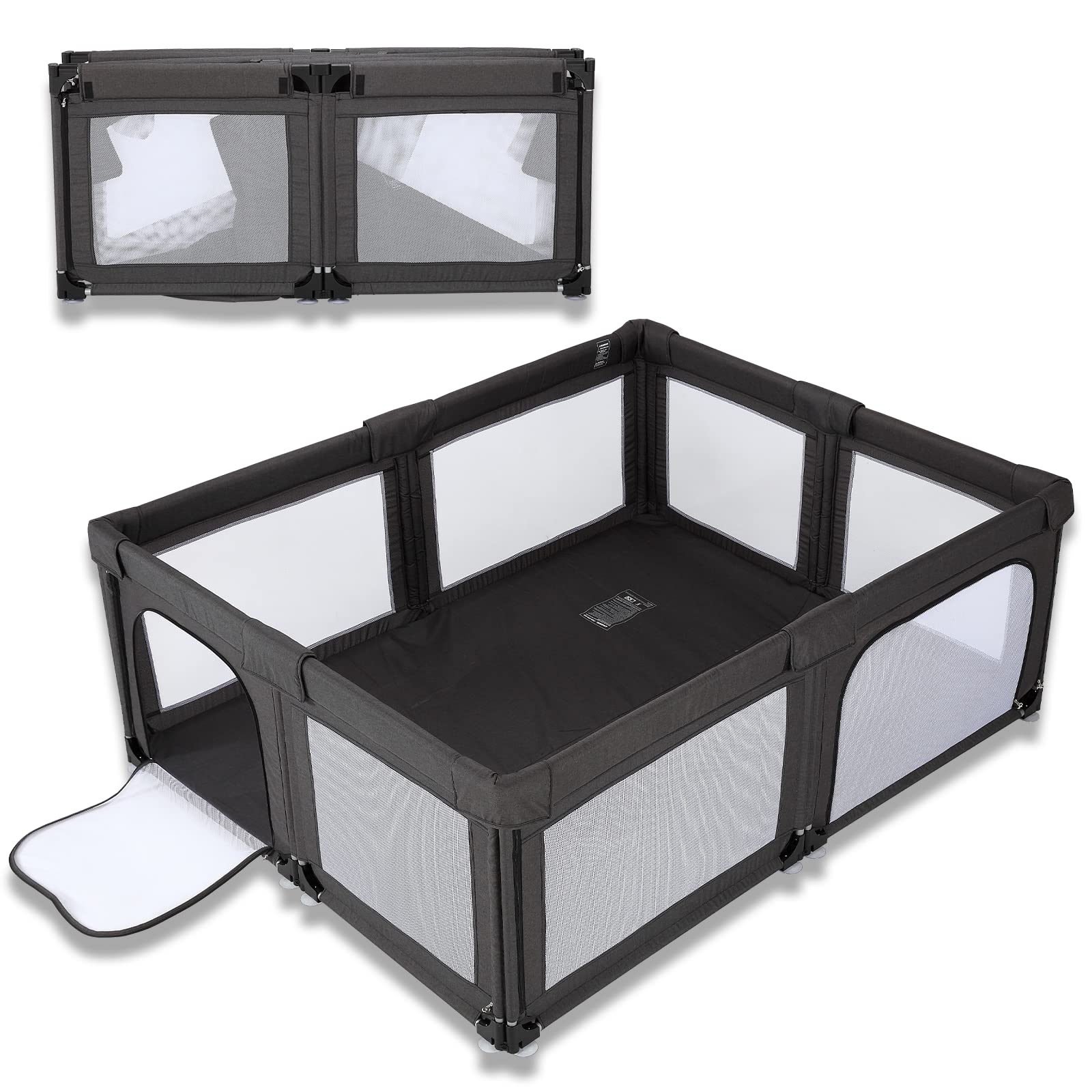 Baby Playpen Foldable Play Pens for Babies with Bottom, 79x59in Baby Gate Playpen Large Play Yard Ce