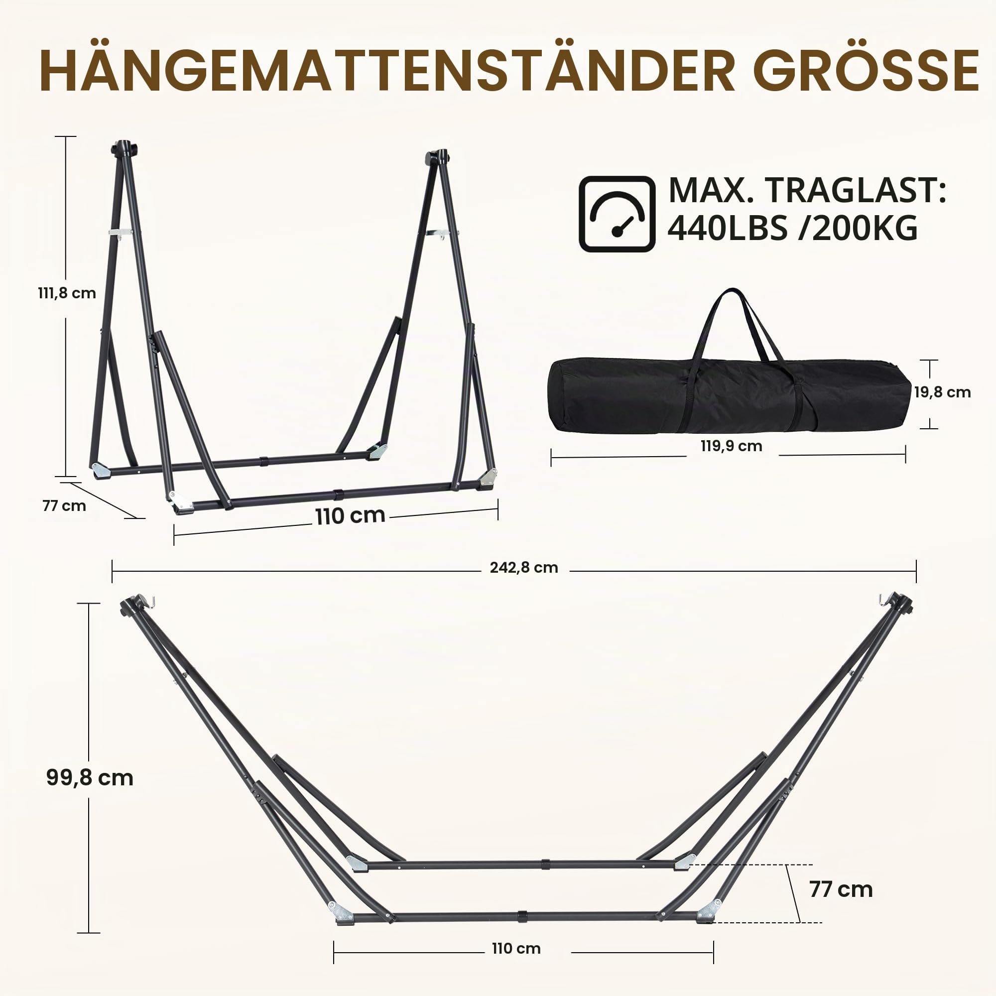 2-in-1 Hängematte mit Gestell,Umwandelbar zur Hängesessel,Tragbare Outdoor Hängematte Set, Belastbar bis 200kg, Mehrfach Verstellbar mit Tragetaschen für Garten,Camping&Terrasse (Rot-gelbe)