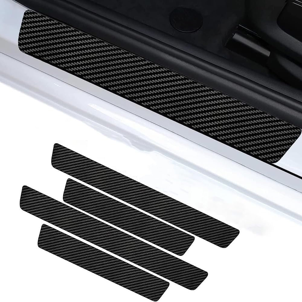 4Pcs Door Sill Protector Scuff Plates for Lexus LC Convertible, Carbon Fiber Texture Threshold Sticker Anti Scratch Guard Auto Accessories