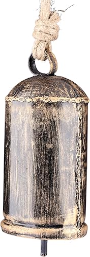 Miniatura 18 de Juego de 3 campanas de vaca colgantes rústicas gigantes, estilo vintage, con cuerda de yute para pomo de puerta, campanas de bruja para protección