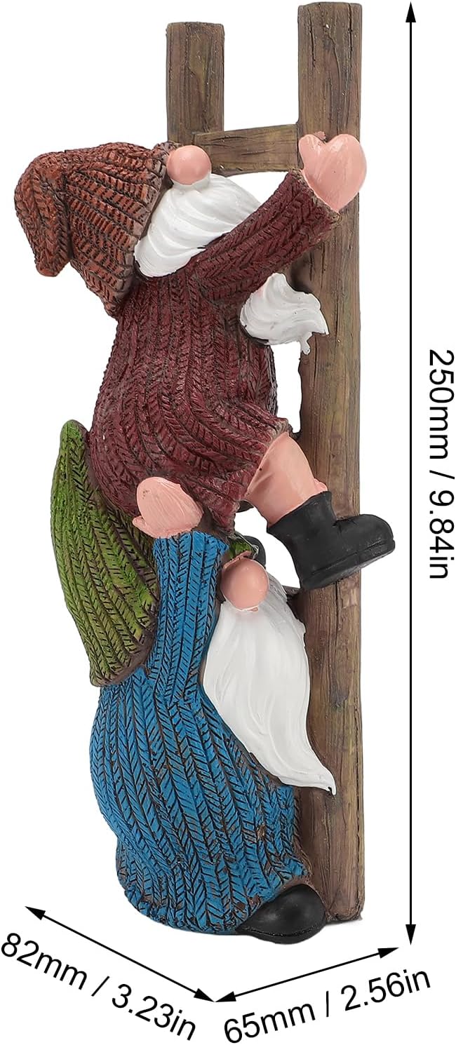 Funny Climbing Ladder Outdoor Decor Garden Gnome Statue Resin Ladder Climbing Funny Gnome Garden Statue for Lawn Porch