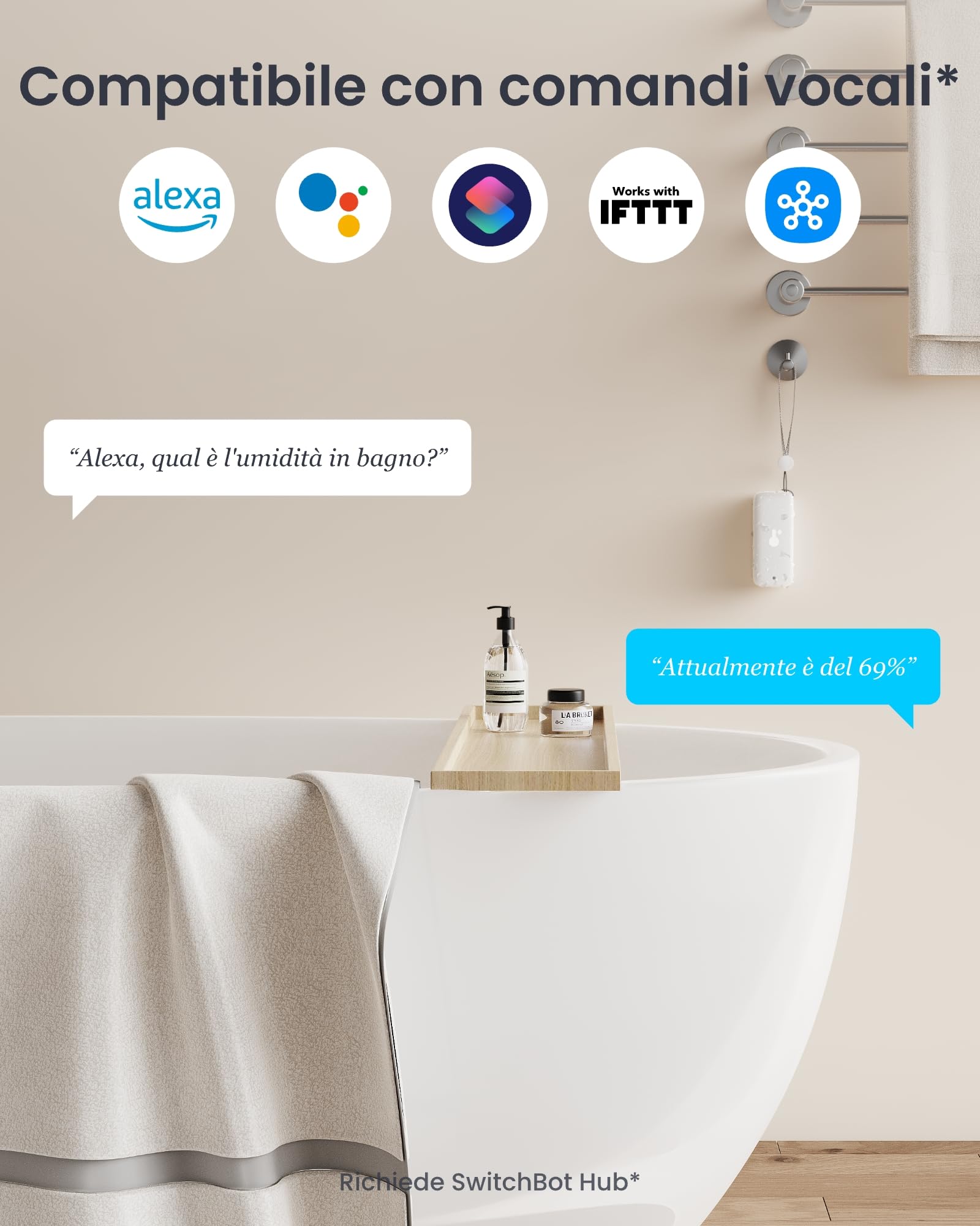 SwitchBot Termometro e igrometro WiFi 3 pezzi con hub mini Matter IP65 interno esterno senza fili