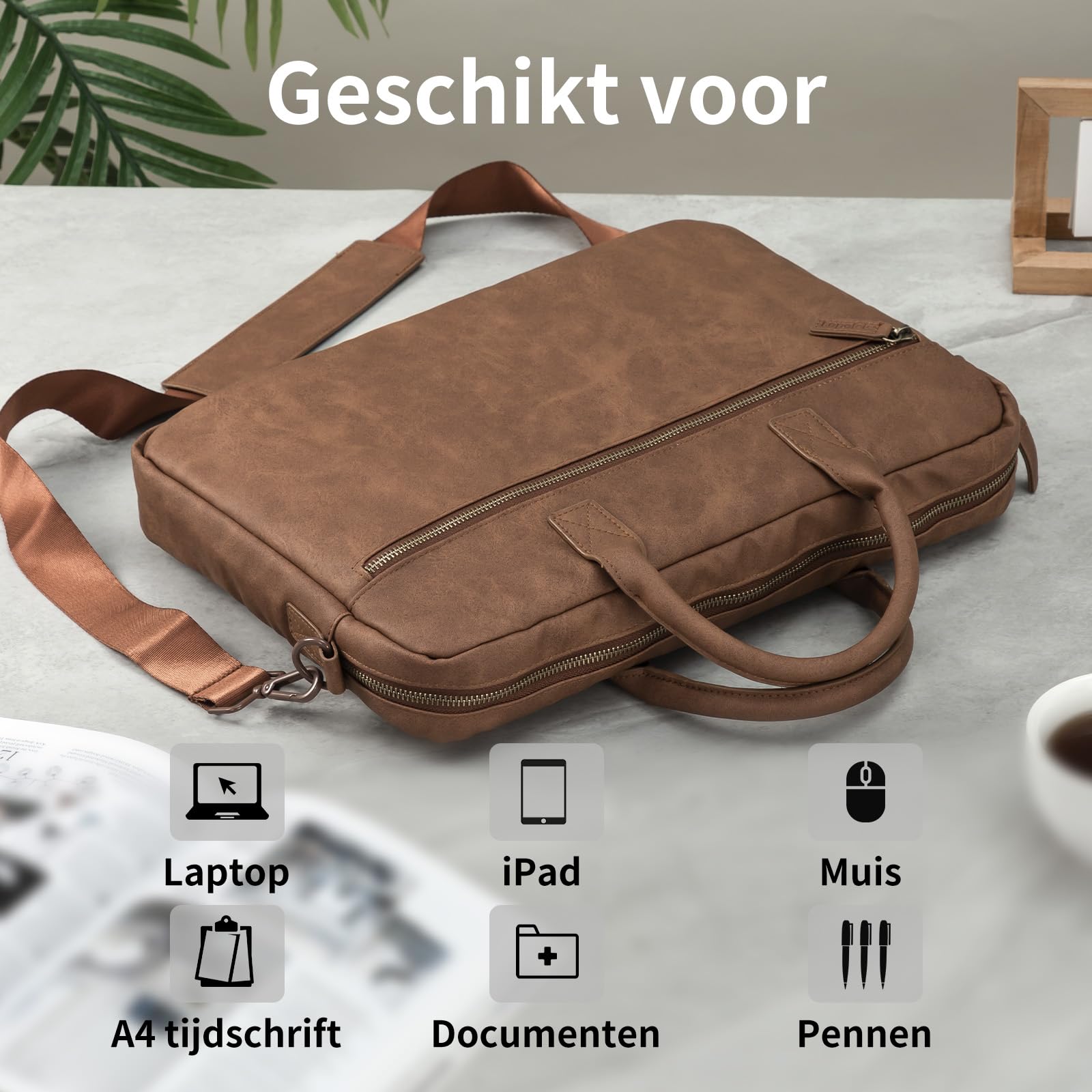 Laptoptasche, Arbeitstasche Herren und Damen PU Leder, Laptop hülle Business Handtasche Tragetasche, Laptophülle, Laptop Tasche mit Griff