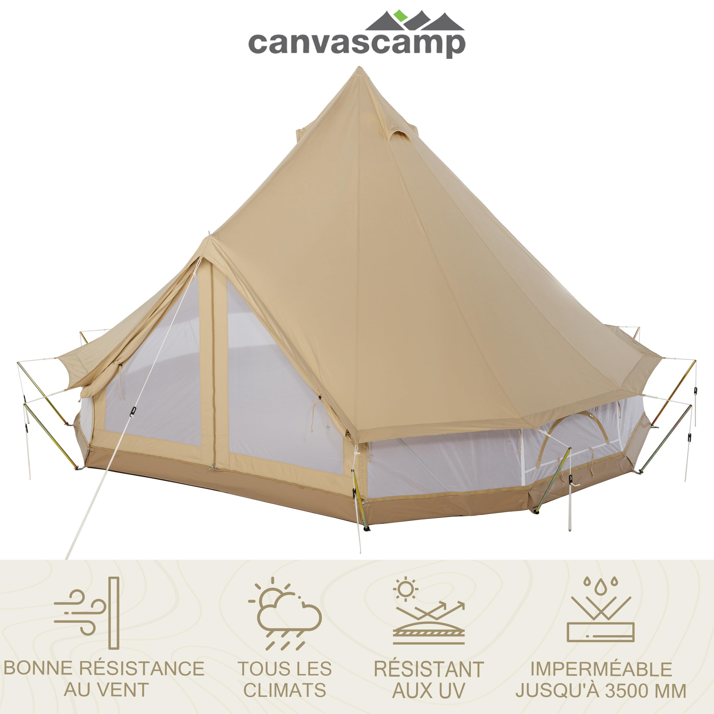 CanvasCamp SIBLEY 450 ProTech Glamping Tente de camping en toile