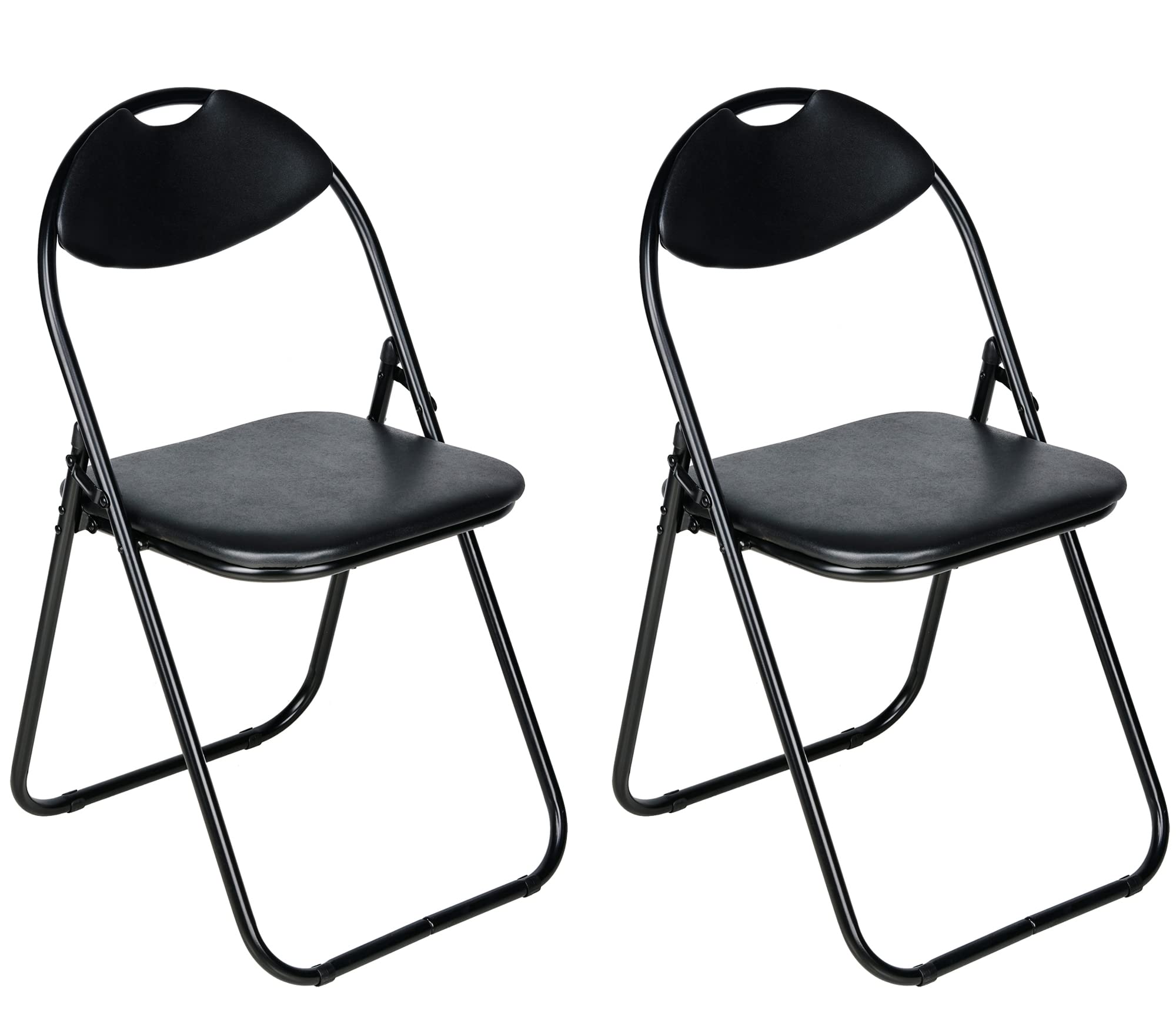 Nyxi Set of 2, Folding Chair Padded Paris Faux Leather Chair Home Office Dining (Black, 2 X Chair)