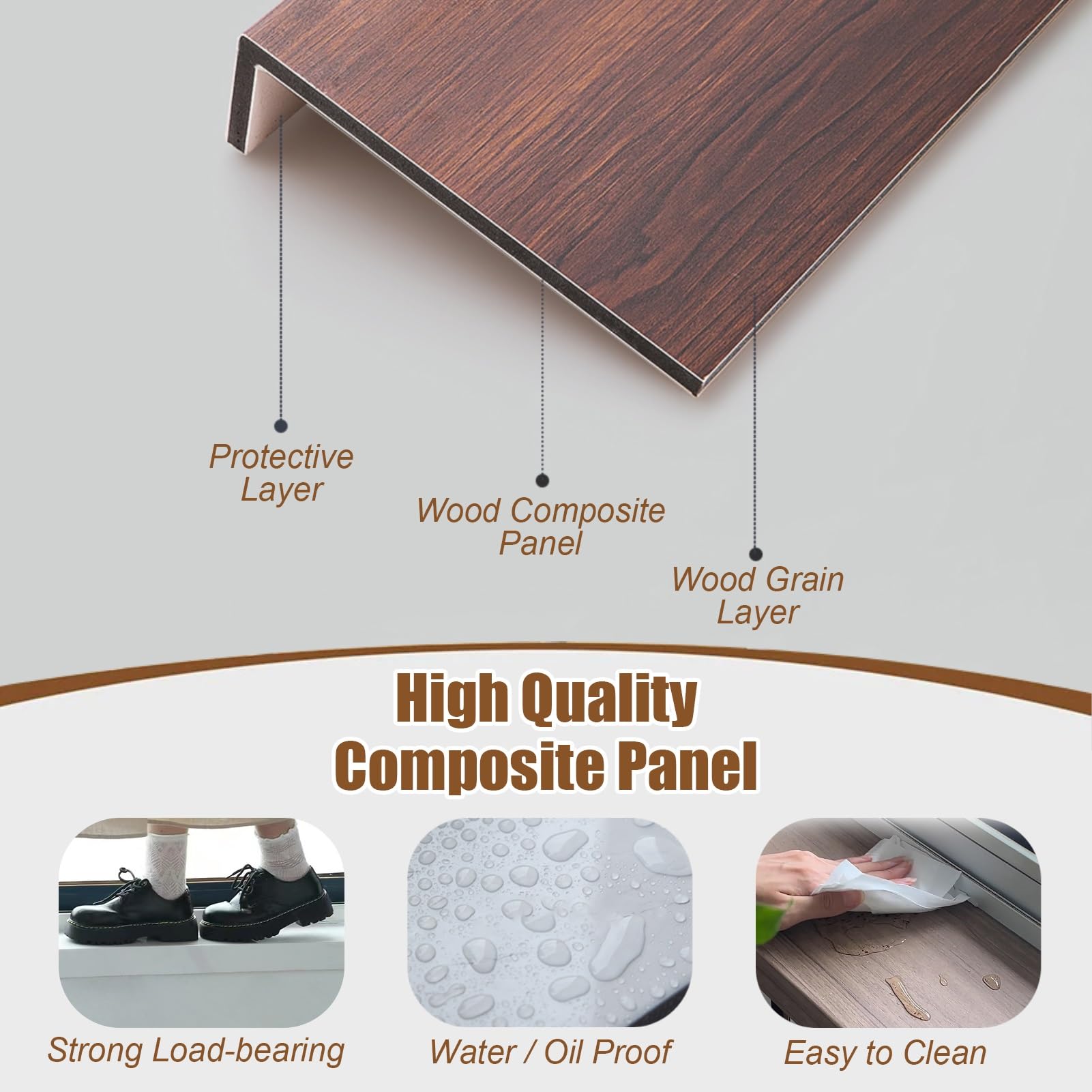 Copertura del davanzale della finestra della baia del pannello di fibra di legno per il piatto della protezione del bordo del dormitorio/hotel/ufficio 60x15cm