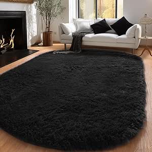 Amazon.com: KICMOR Luxury Black Oval Rugs for Living Room, 6x9 Large ...
