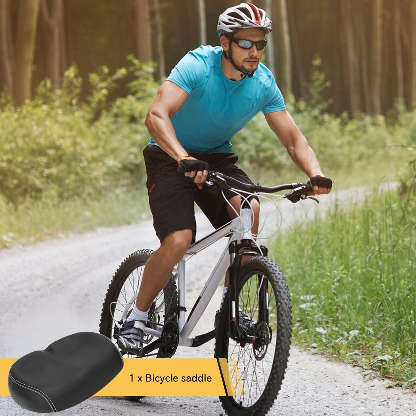 HERCHR Übergroßer, Bequemer Fahrradsitz, PU-Leder, Fahrradsattel, Breiterer Fahrradsattel, Ersatz-Schaumstoffkissen Für Männer Und Frauen
