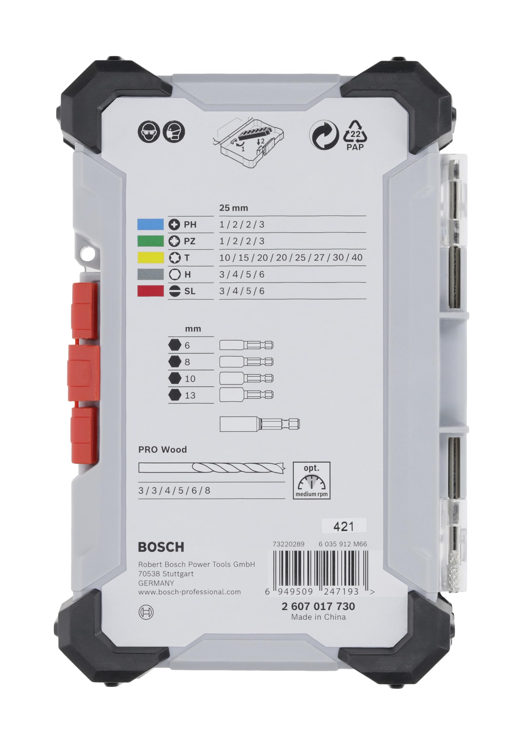Bosch 35x Coffret de forets à bois PRO Wood et embouts de vissage Extra Hard, 35 pièces (197 x 110,5 mm, Professional Accessoire Perceuses/visseuses rotatives)