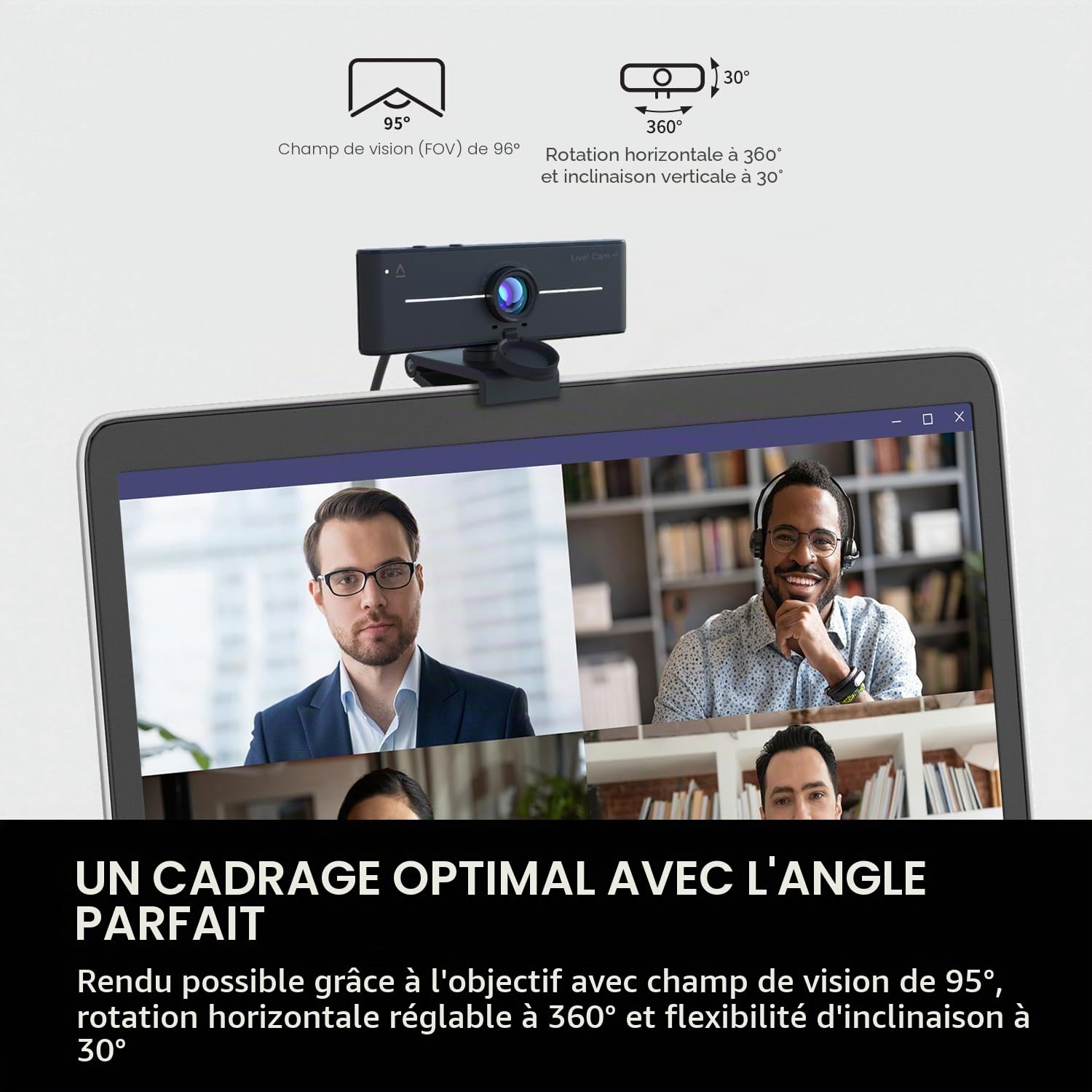 CREATIVE Live! Cam 4K UHD USB Webcam with Backlight Compensation, Up to 60 FPS, 95° Wide-Angle Lens, Privacy Lens, Built-in Mics, Plug & Play for PC and Mac