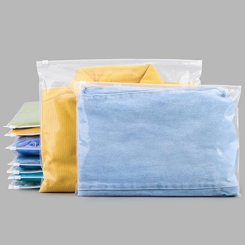 Miniatura 9 de 100 bolsas con cremallera esmerilada para ropa, bolsas de embalaje de plástico esmerilado de 10 x 8 pulgadas de grosor, bolsas de polietileno