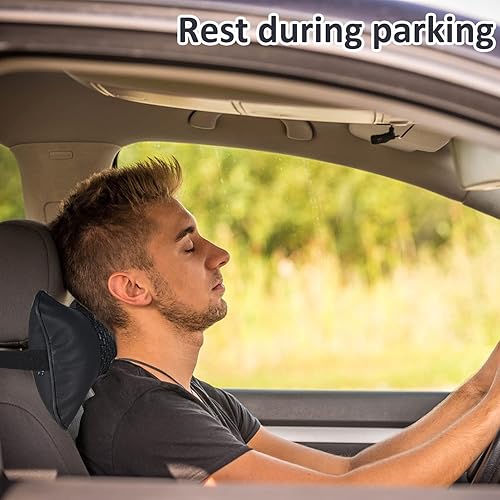 Miniatura 4 de 2 almohadas de apoyo para el cuello del asiento del automóvil, piel sintética suave + espuma viscoelástica, almohadilla de apoyo para la cabeza para