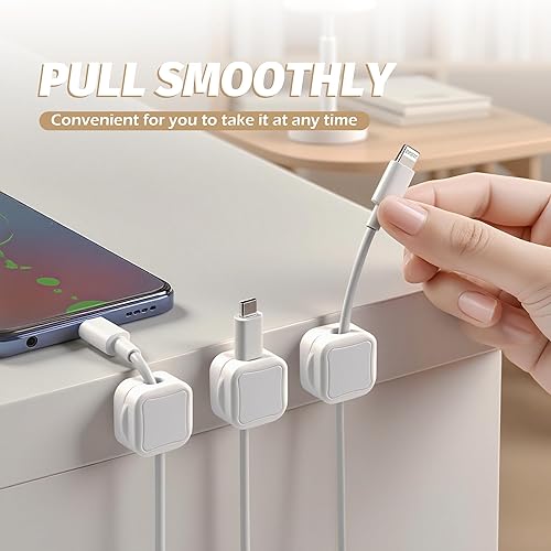 Miniatura 5 de Quacc Clips magnéticos para cables, organizador de cables, clips de soporte de escritorio, gestión de cables para escritorio en casa, mesita de