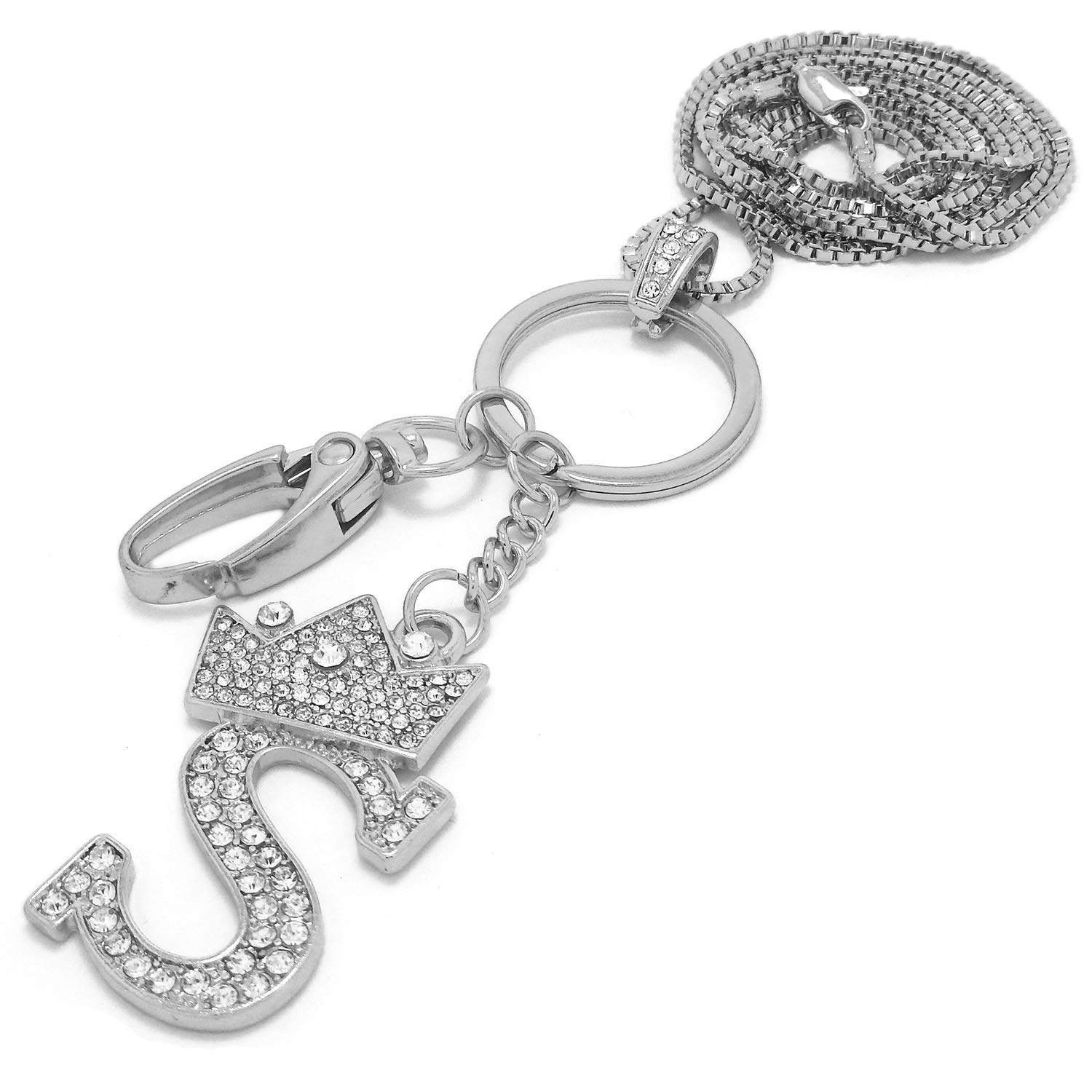 Sometheme Special Unisex A to Z Initial Letter Pendant Lanyard Necklace with Keyring/ID Holder Hook