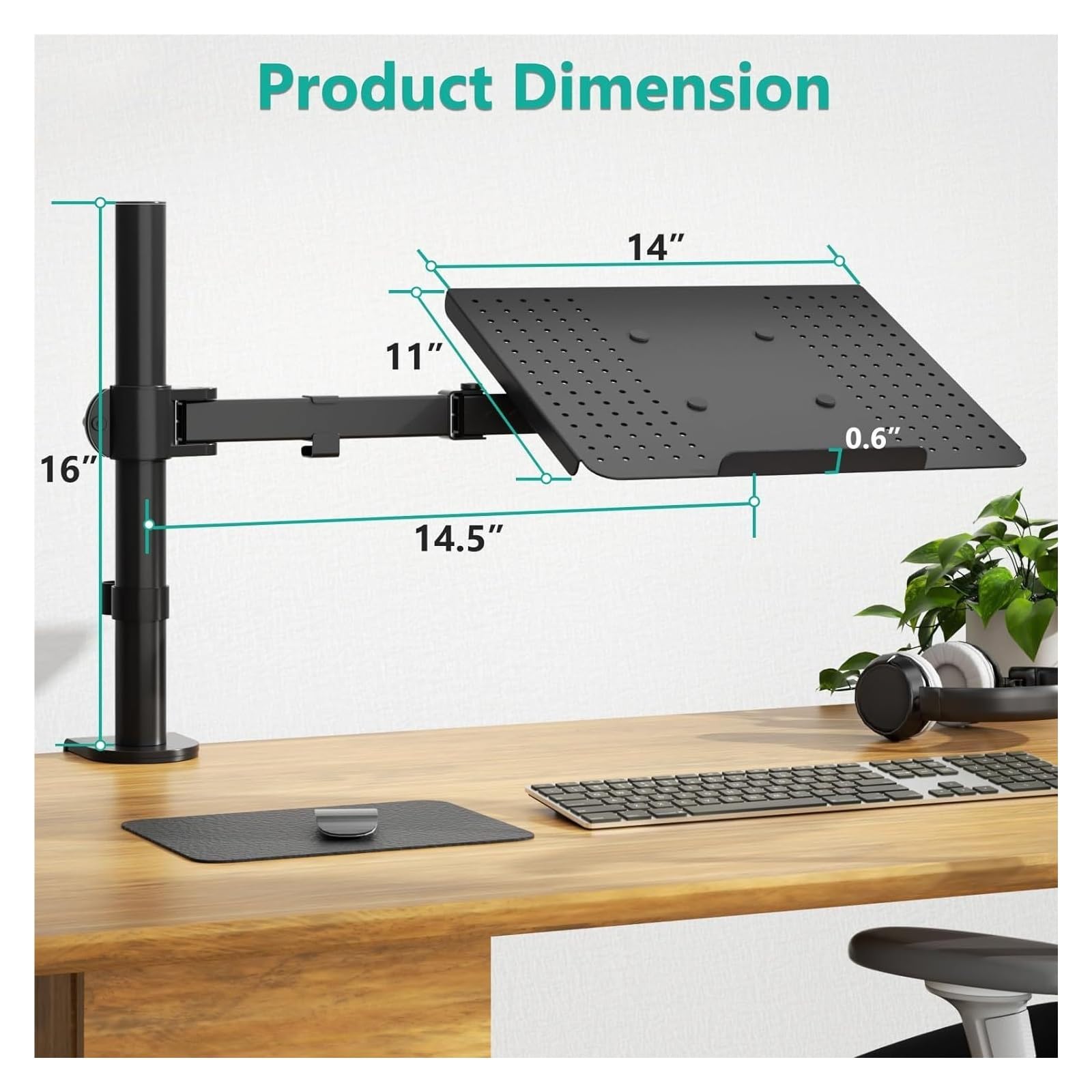 Support de moniteur d'ordinateur portable, support rehaussement réglable en hauteur, base suspendue, rotatif