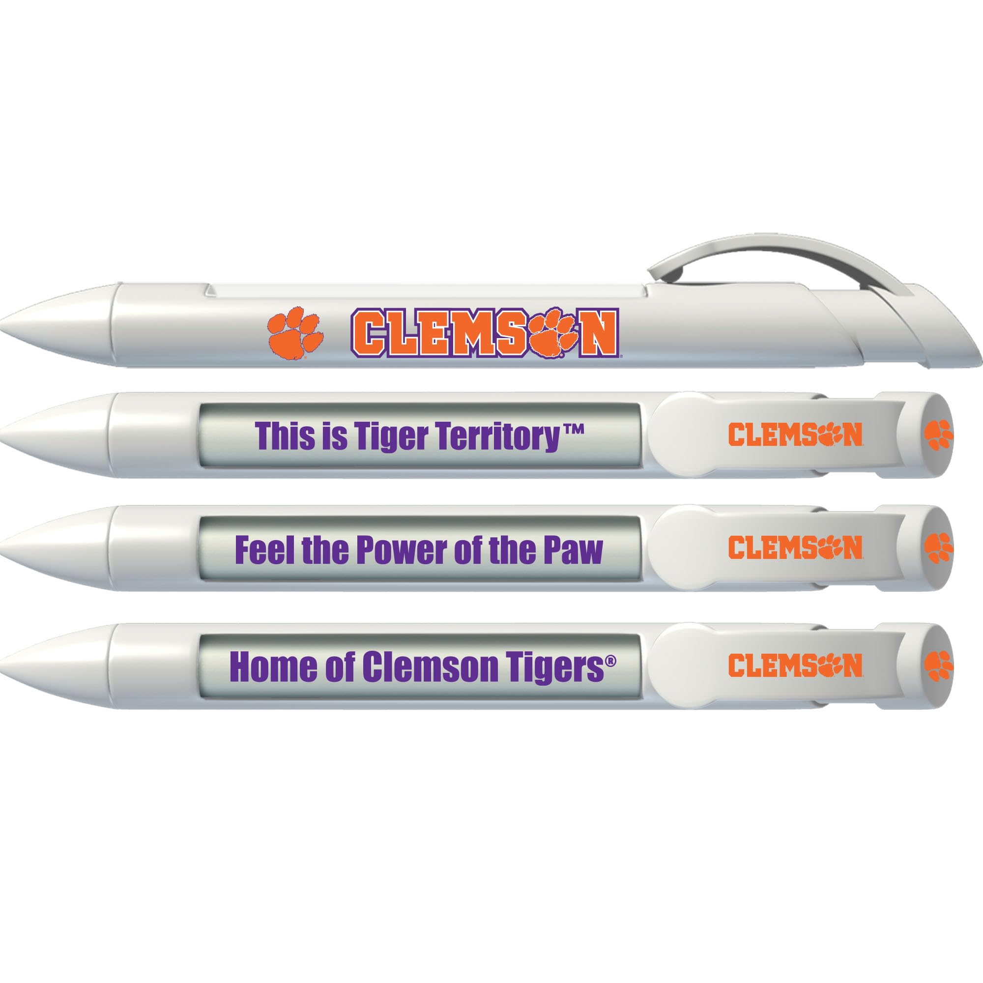 Greeting Pen Clemson University Tigers Rotating Message Pens - 4 pack (8012) Officially Licensed Collegiate Product