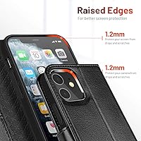 Vista 5 de OCASE Compatible con iPhone 12 Case/Compatible con iPhone 12 Pro Wallet Case, funda tipo cartera de piel sintética con tapa y tarjeteros con bloqueo