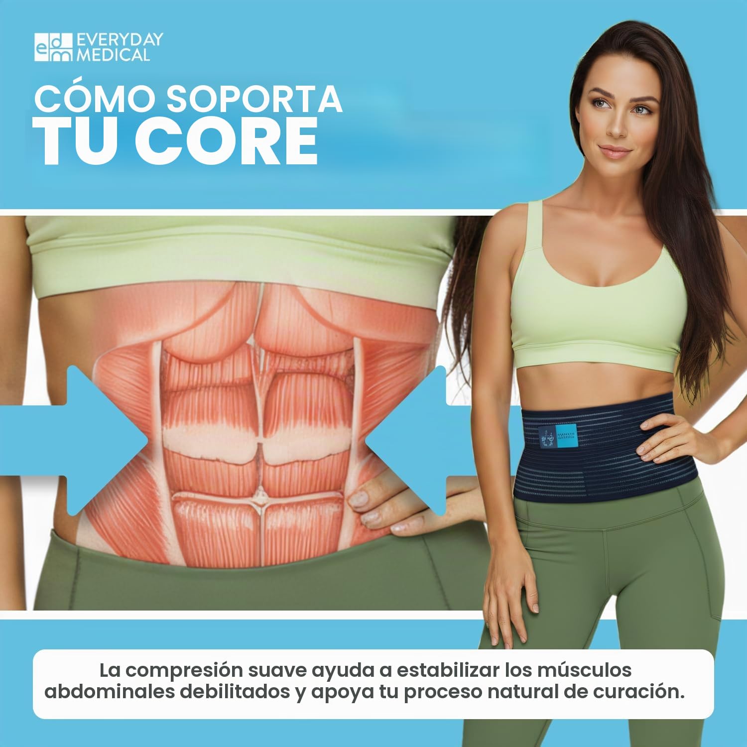 Everyday Medical Cinturón para Hernia Umbilical I Faja para Hernia Abdominal, Ayuda a Aliviar el Dolor I Banda Elástica para Hernia Incisional, Ventral, Epigástrica para Hombre y Mujer - XXL