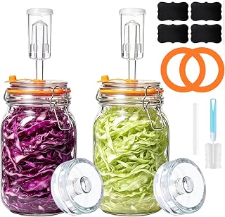 Fermentation Kit,1.5 Liter Fermentation Jar with Fermenting Weights and Airlocks,Large Pickle Jar for Sauerkraut,Pickling