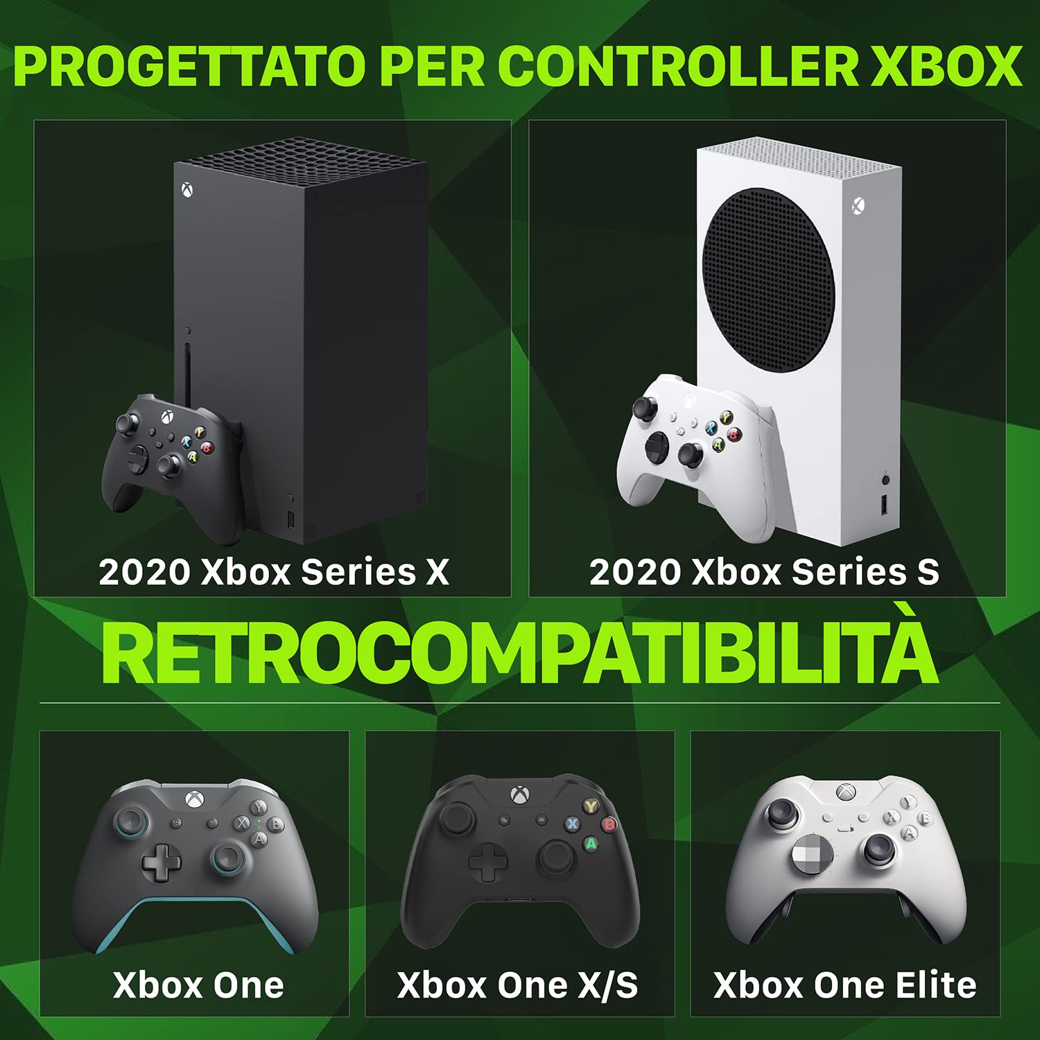 Fosmon DUAL 2 MAX Stazione di Ricarica Compatibile con Controller Xbox Series X/S (2020), Xbox One/One X/One S Elite Controllers, (Dual Slot) Caricabatteria e 2x 2200mAh Batteria Ricaricabile - Nero