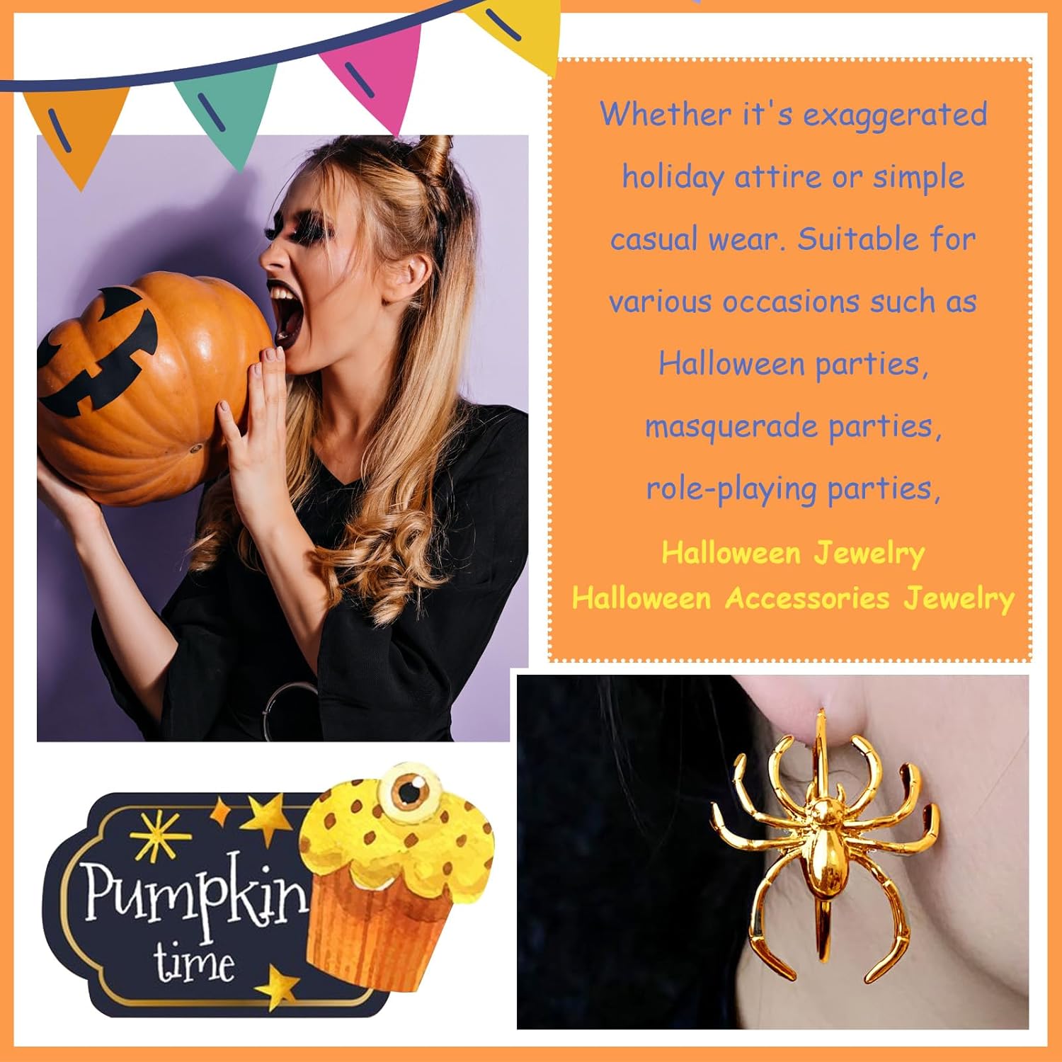 Spider Earrings for Women Black Spider Hoop Earrings Halloween 3D Spiders Jewelry Gifts Halloween Costumes Woman 2025 - Image 5