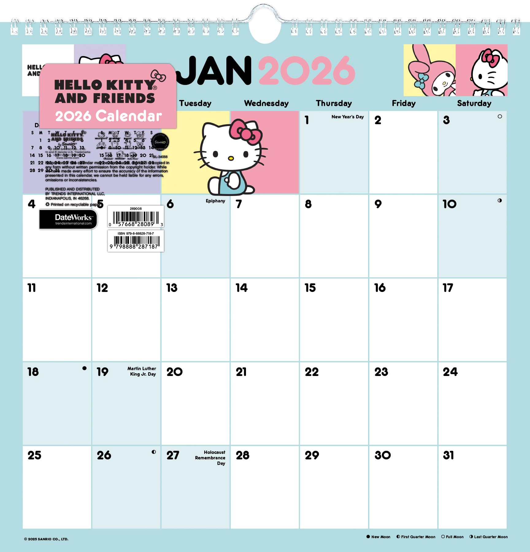2026 Hello Kitty & Friends Spiral Wall Calendar