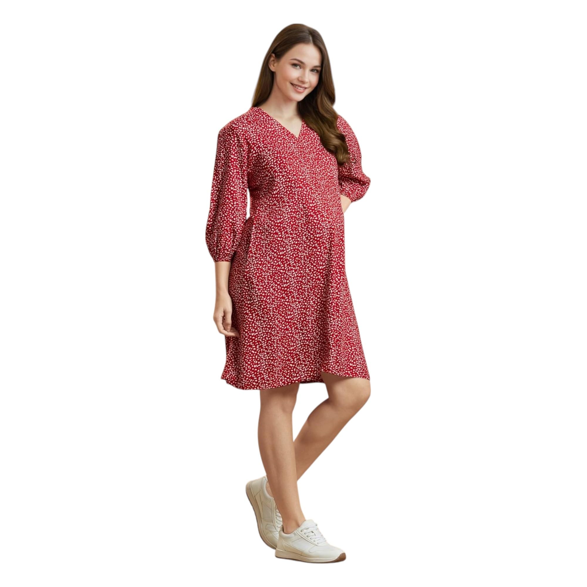 momtobe Women's Rayon Maternity Dress/Pregnancy Dress/Easy Breastfeeding Dress/Western Dress with Zippers for Nursing Pre and Post Pregnancy-picture-19