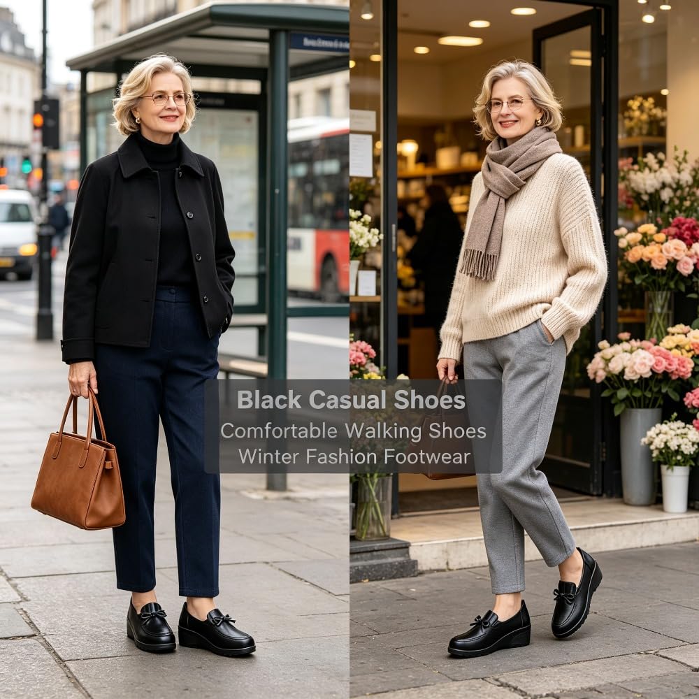 Mocasines cómodos de cuña de cuero para mujer y mujer, mocasines de cuña