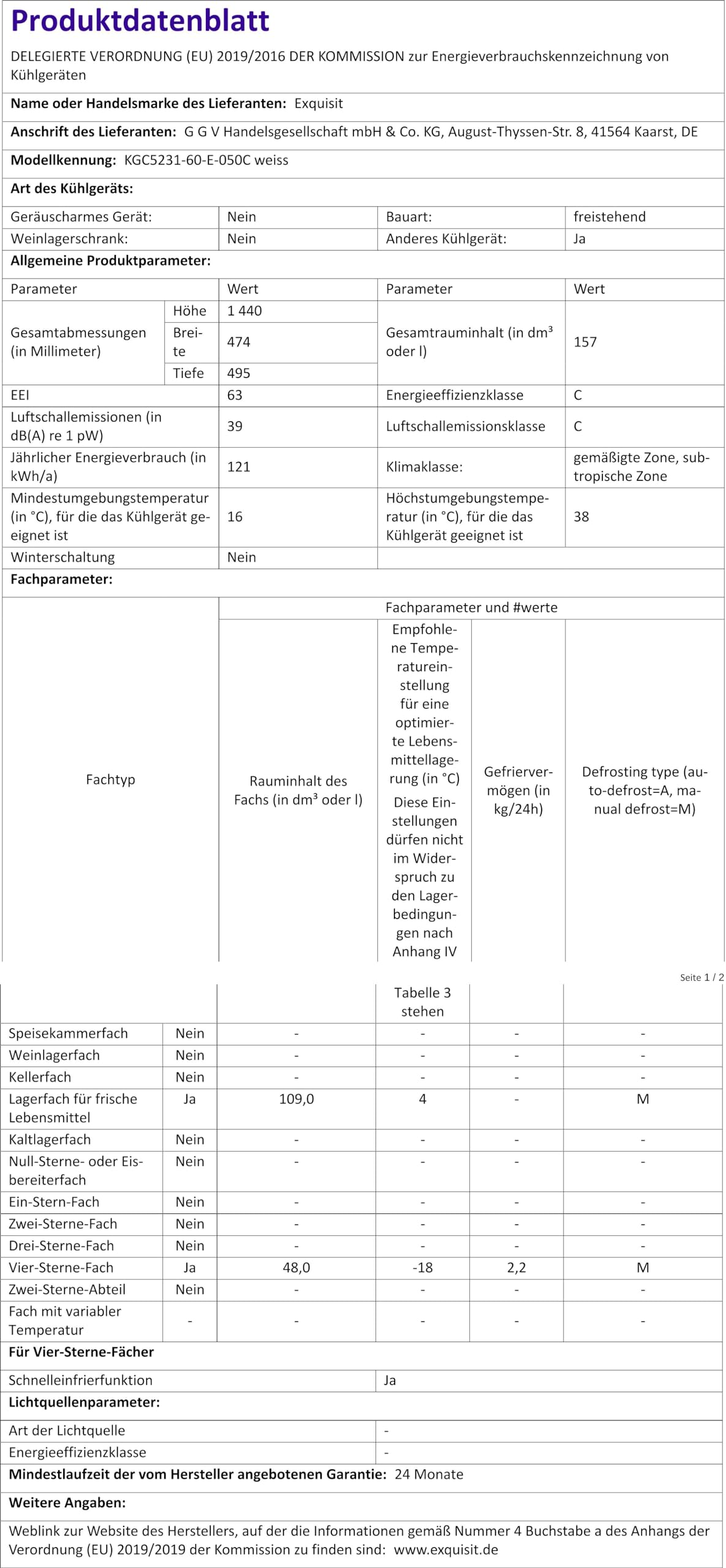 Bomann® Fridge with Freezer 143 cm High, Cool Freezer Combination 175 L