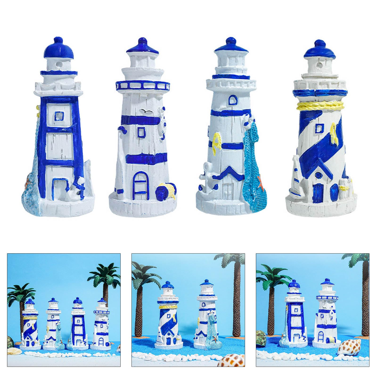 Acquari Castelli Artificiali Faro Simulazione Paesaggio Grande Figurine FishTank Paesaggistica Serbatoi di pesce Resine Ornamenti Acquario